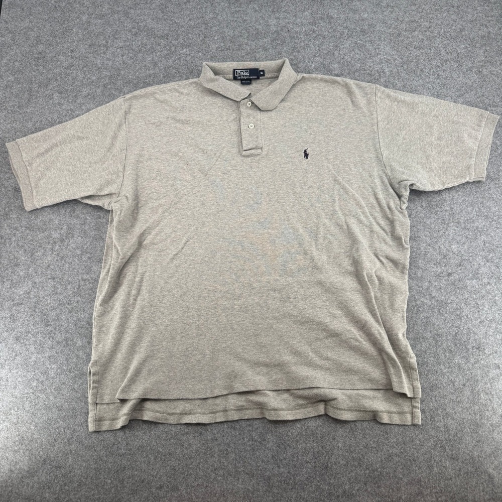 Polo Ralph Lauren Polo Shirt Mens XL Classic Fit Heather Grey Cotton EUC